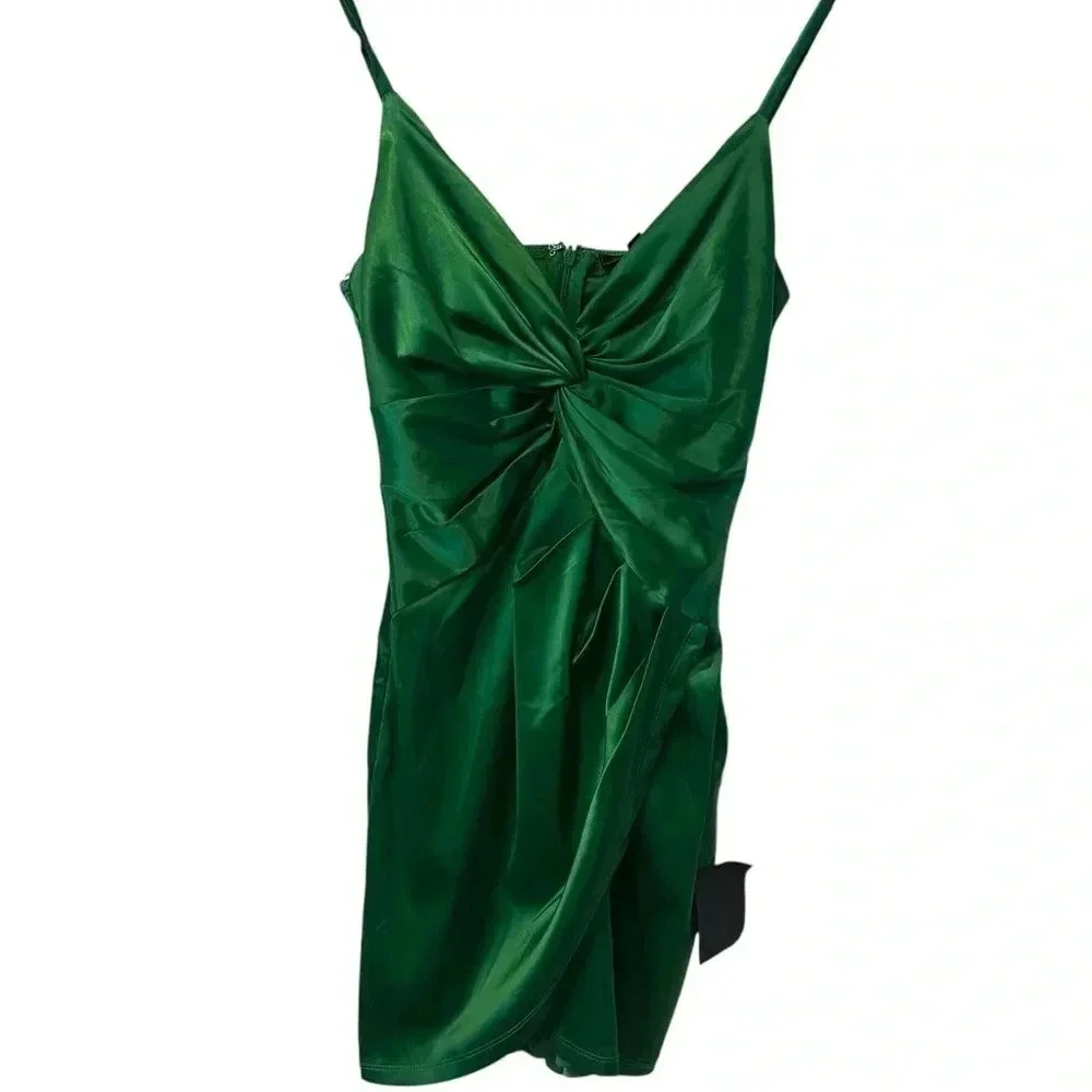 Lulu's Emerald Green Satin Mini Dress